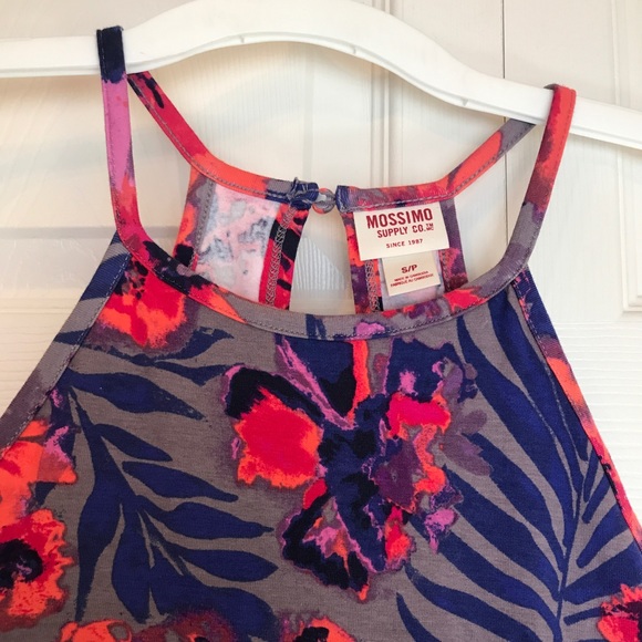 Tropical Neon Floral Dress Flower Hawaiian Resort - Picture 2 of 7